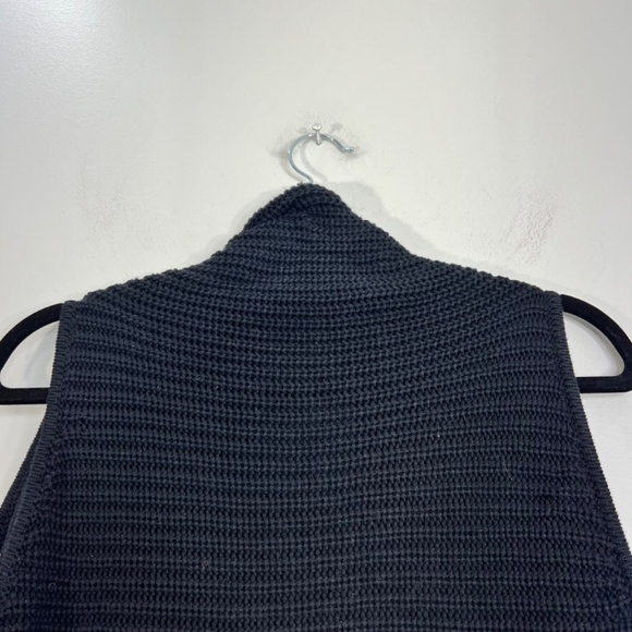 DKR black pure cotton waterfall sleeveless open front cardigan sweater vest M - Picture 8 of 11